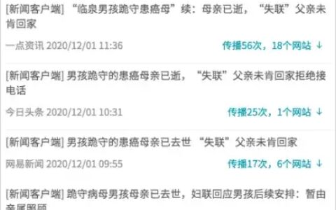 #11岁男孩跪守患癌母亲#事件中呈现的媒体报道和网络舆论特性