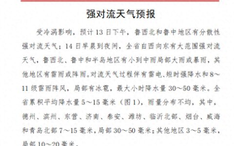 局部冰雹+11级阵风！山东发布强对流天气预报，多地有大到暴雨-山东多地下起冰雹