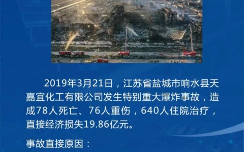 应急管理部发布化工和危化品典型事故案例，江苏响水“3·21”特别重大爆炸事故被点名-2019危险化学品安全事故重大案例